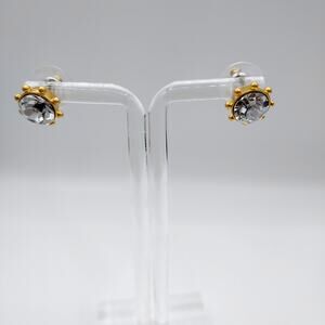 Kate Spade Flying Colors Ear Studs Clear with Gold Bezel Set New in Box Mom Gift